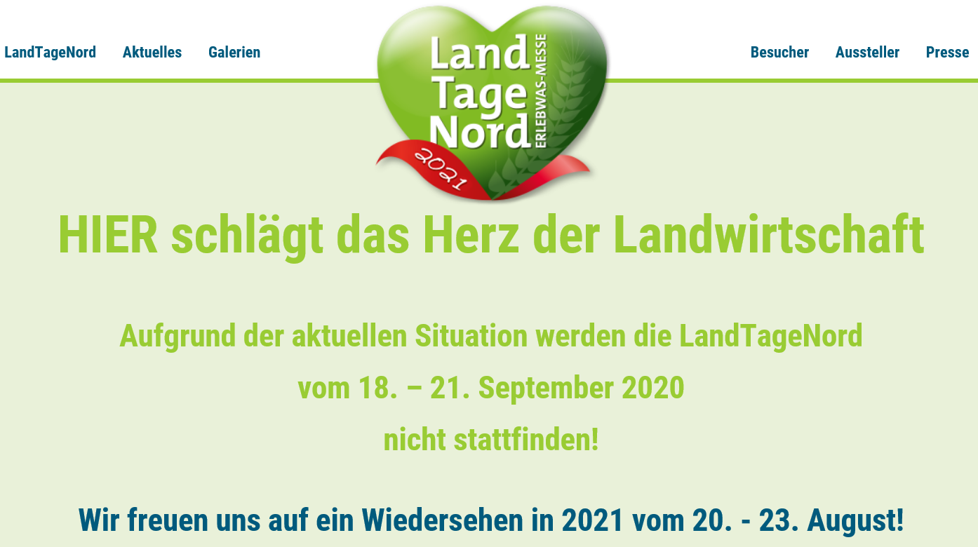 newsimgupload/Messe: Landtage Nord 2020 in Wüsting abgesagt .png